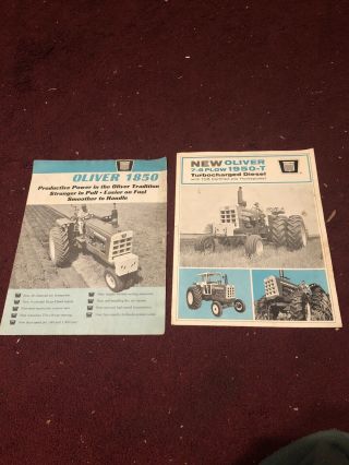 2 Oliver Tractor Brochures 1850 And Oliver 1950 - T Turbocharged Diesel