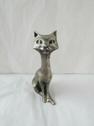 Vintage Ampersand Pewter Siamese Kitty Cat Figurine Metal Pewter Siamese Cat