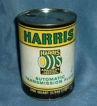 Vintage Harris Oils 1 Quart Automatic Transmission Fluid Can - Empty