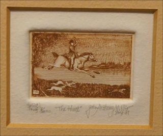 JOHN ANTHONY MILLER 4 Dollhouse Etching A/P Hunt Present Courting Christmas 80 ' s 3