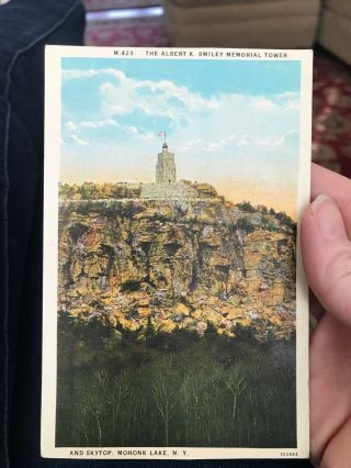 Vintage Good Luck Swastika Postcard Albert K Smiley Memorial Tower (kc)