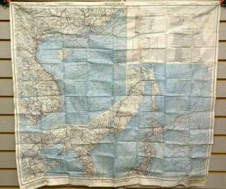 1945 Wwii U.  S.  Military Silk Cloth Personal Escape Map South & East China Sea