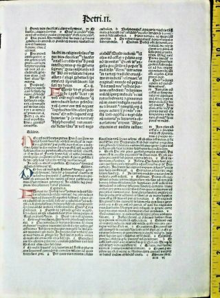 Incunabula,  Latin Bible Lf.  Letter Ii Peter 1,  Koberger,  1487