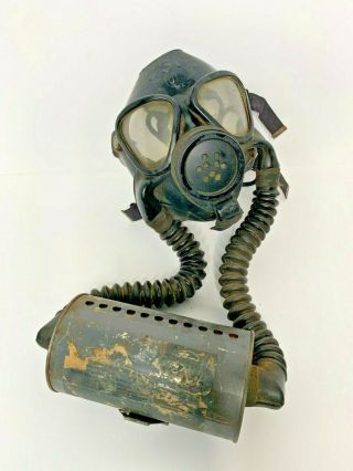 Vintage Ww2 United States Navy Usn - U - Gas Mask W/canister