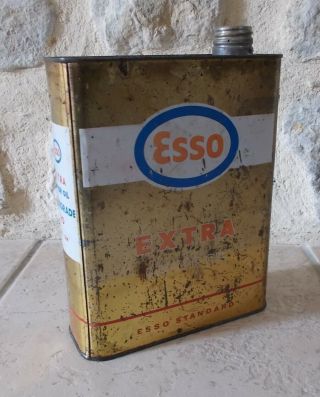 Vintage France french oil can tin ESSO Extra Motor Oil auto old 2 L 2 3
