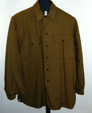 Vtg Orig Wwii Us Army Military Enlisted Wool Uniform Shirt Od Light 1944 Size 16