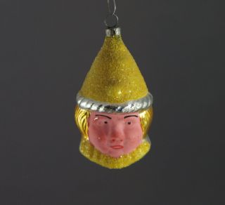 Blown Glass Ornament - Clown / Pierrot Head,  Ca.  1930 (10521)