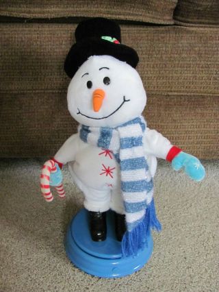 Gemmy Animated Snowman Sings Spins Dances Blue Base 14 " I 