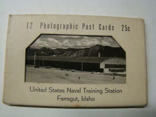 Vintage (12) Us Naval Training Station Farragut Id Photograph Postcards & Holder