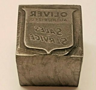 Vtg Oliver Authorized Sales Service Tractor Co Advertising Print Block Stamp