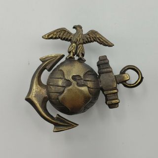 Wwii Usmc Marine Corps Ega Hat Cover Emblem Eagle Globe Anchor Bronze French?