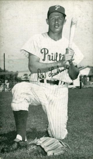 1957 J D Mc Carthy Baseball Player Postcard Don Landrum Phillies 13 Games 1 Hit