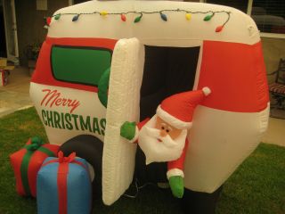 Gemmy Santa Holiday Camper Rv Christmas Airblown Inflatable 6 1/2 Foot