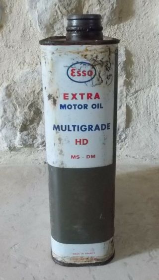 Vintage France french oil can tin ESSO Extra Motor Oil auto old 2 L 2