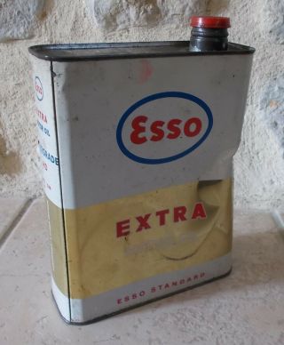 Vintage France french oil can tin ESSO Extra Motor Oil auto old 2 L 3 3