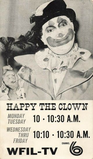 Happy The Clown Promo Postcard For Wfil - Tv 6 In Philadelphia,  Pa