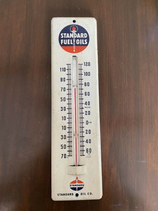 Vintage Tin Advertising Thermometer - Standard Oil Co.  - Standard Fuel Oils