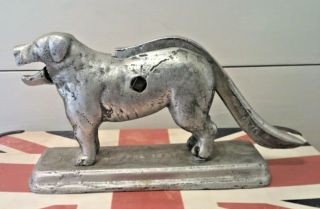 Vintage Old Patina Cast Iron Dog Mechanical Nut Cracker Metal Base Door Stop