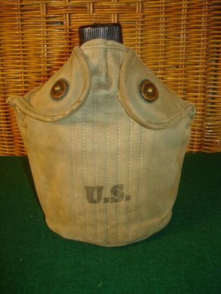 Wwii Complete Us M1910 Canteen 1942 Cover,  1943 Canteen,  1944 Cup