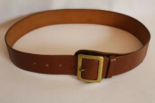 Wwii Us Army Enlisted Nco Service Brown Leather Belt W/brass Buckle