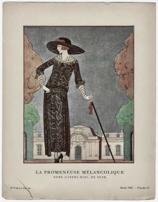Vintage 1922 French Art Deco Pochoir Gazette Du Bon Ton De Beer Flapper Fashion
