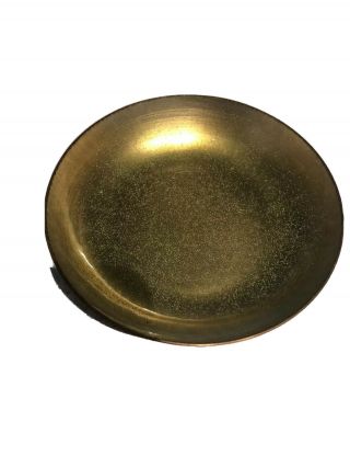 Jade Snow Wong Enamelware Copper Dish Plate In Gold Enamel 4.  5” 1971