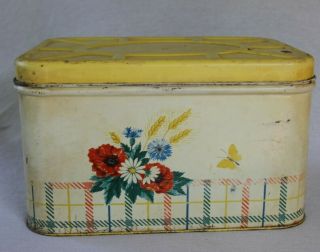Vintage Bread Box Metal Tin W Floral Design Rustic Farmhouse Style Shabby Chic