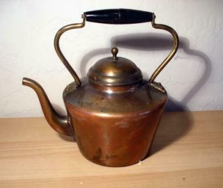 Vintage Small Copper & Brass Tea Kettle Fixed Handle Made In Portugal