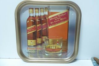 Vintage Johnnie Walker Scotch Whiskey Drinks Tray Advertising Bar Tin Sign