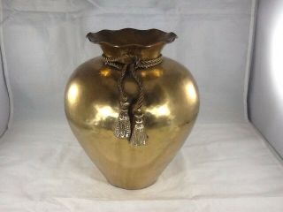 Decorative Collectible Solid Brass Vase Tall Rope Design 11 "