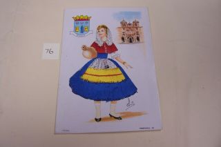 Vintage Portuguese Embroidered Silk Postcard Signed By Artist Elsi Gumier - 18 B