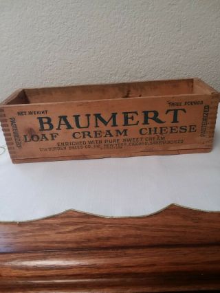 Baumert Loaf Cream Cheese Wooden Box Distributed By The Borden Sales Co