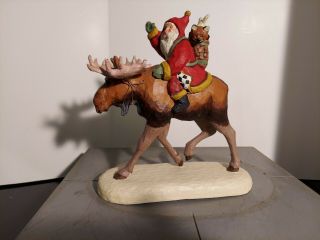 House Of Hatten 1996 Santa Claus Riding Moose By Susan M.  Smith