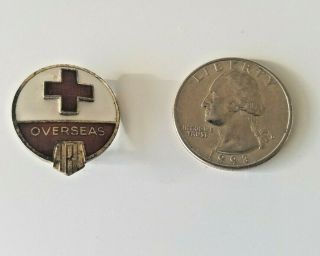 Vintage Sterling Red Cross Enamel - Overseas - Pin Back
