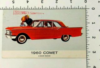 1960 Mercury Comet Automobile Postcard Two Door Sedan Red Advertising