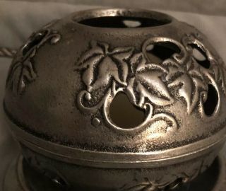 Vintage Carson Pewter Candle Holder; 2 Piece Round Covered