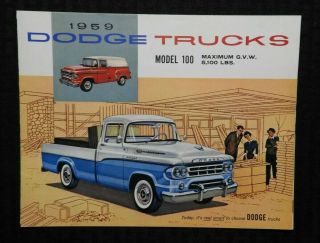1959 " Dodge Trucks " Model 100 Pickup Truck Sales Brochure Near