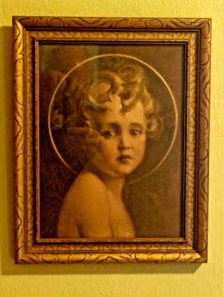 Vintage " Light Of The World " By C.  Chambers Christ Child Gold Frame 14x11.  5