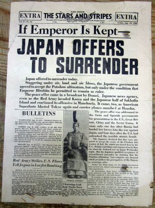 1945 Stars & Stripes Newspaper 2nd Atom Bomb Dropson Nagasaki Japan To Surrender