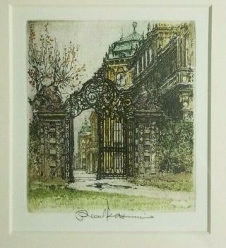 Robert Kasimir Signed Etching Belvedere Castle Vienna,  Framed