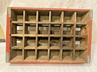 Vtg Red Wooden Coca - Cola Coke Soda Crate Carrier Tray Box 24 Pack 1970 ' s Caddy 2