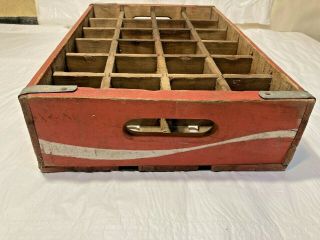 Vtg Red Wooden Coca - Cola Coke Soda Crate Carrier Tray Box 24 Pack 1970 ' s Caddy 3
