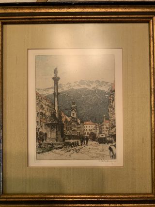 Josef Eidenberger Color Etching “maria Theresia Street” Pencil Signed