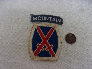 Ww2 Gi 10th Mountain Division Patch With Theatre Made Mountain Tab - -