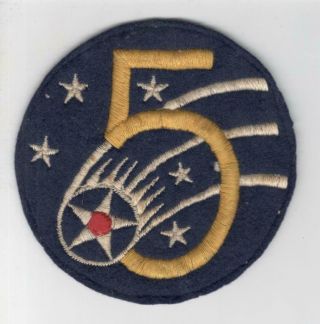 Aussie Made 4 - 1/4 " Ww 2 Us Army Air Force 5th Air Force Wool Patch Inv P311