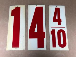 Three (3) Vintage Gas Double Sided Metal Price Signs Set Phillips 66 Pump
