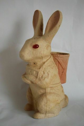Antique Papier Mache Easter Bunny Candy Container Large 11 "