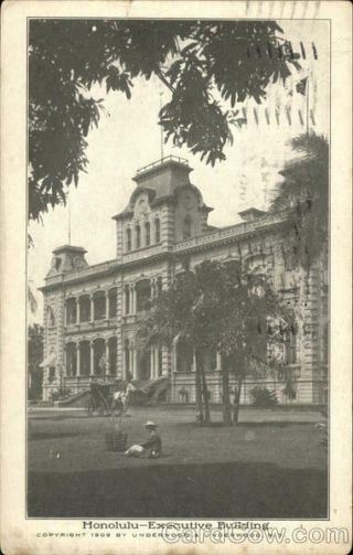 1910 Honolulu,  Hi View Of Executive Building Hawaii Postcard Vintage Post Card