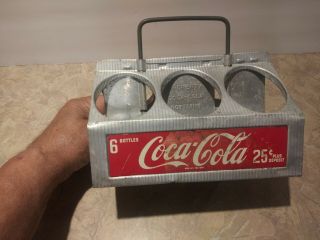 Vintage 1950 ' s COCA COLA 6 - Pack COKE BOTTLE CARRIER Aluminum METAL CADDY 3