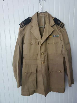 Ww2 Us Navy Officer Jacket Uniform With Insignia Large Size 38 R Kahki